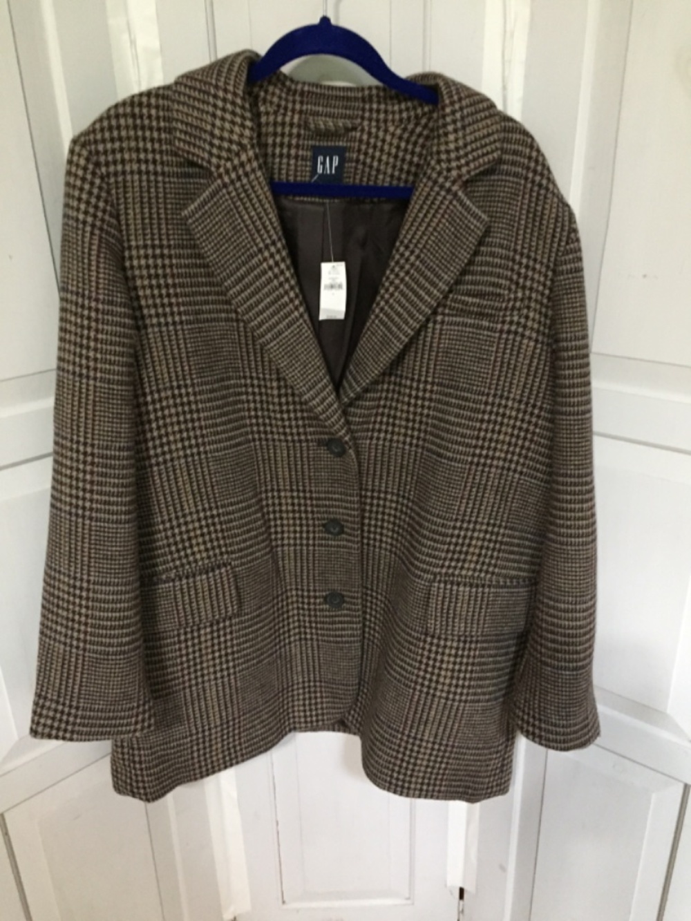 GAP Brown Plaid Wool-Blend Jacket/ Coat